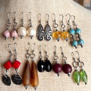 10 Pairs Of handmade Gemstone Earrings Stainless Steel ❤️💙❤️
